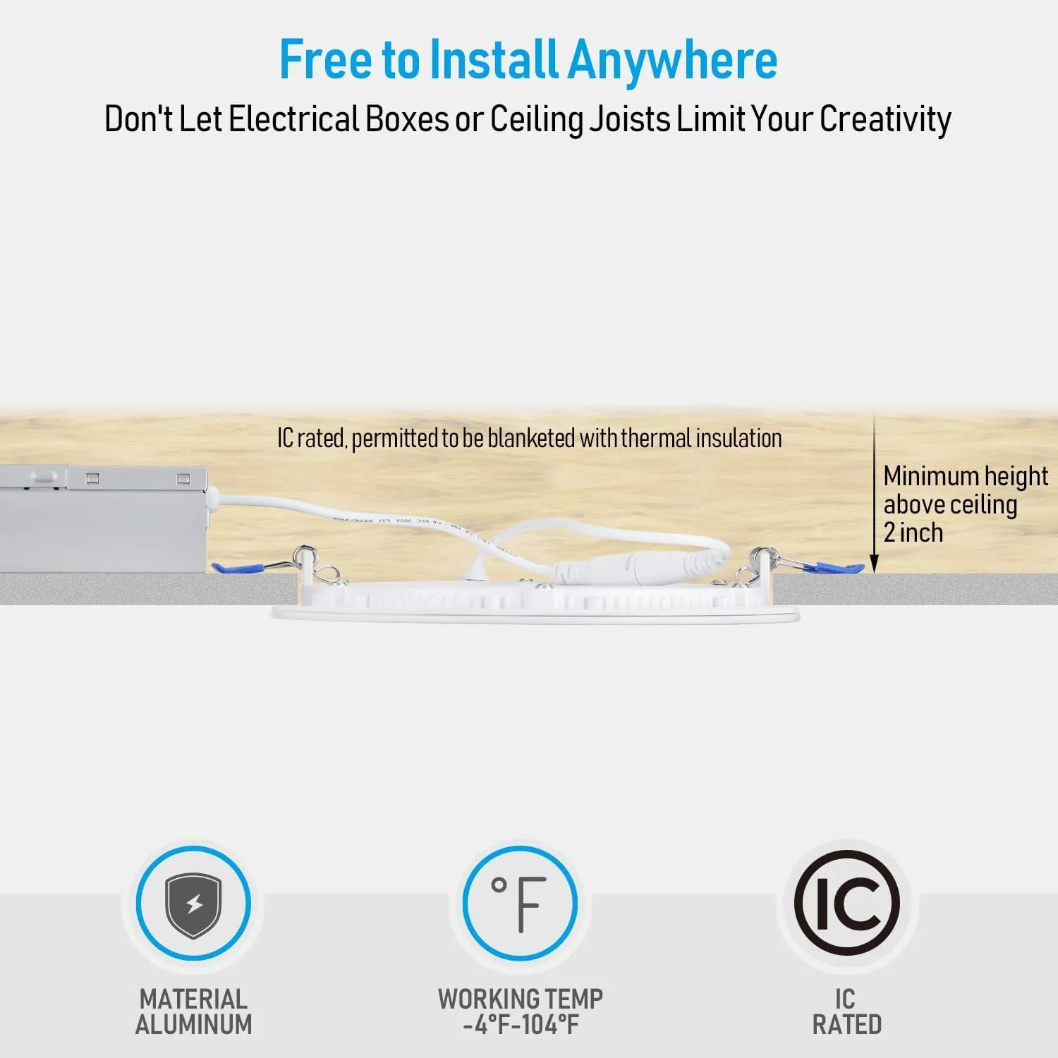 TORCHSTAR 12-Pack Essential Series 6 Inch Ultra-Thin LED Recessed Lighting with J-Box, 4000K Cool White, 12W Dimmable 1000lm Brightness LED Downlight, ETL & Energy Star Listed