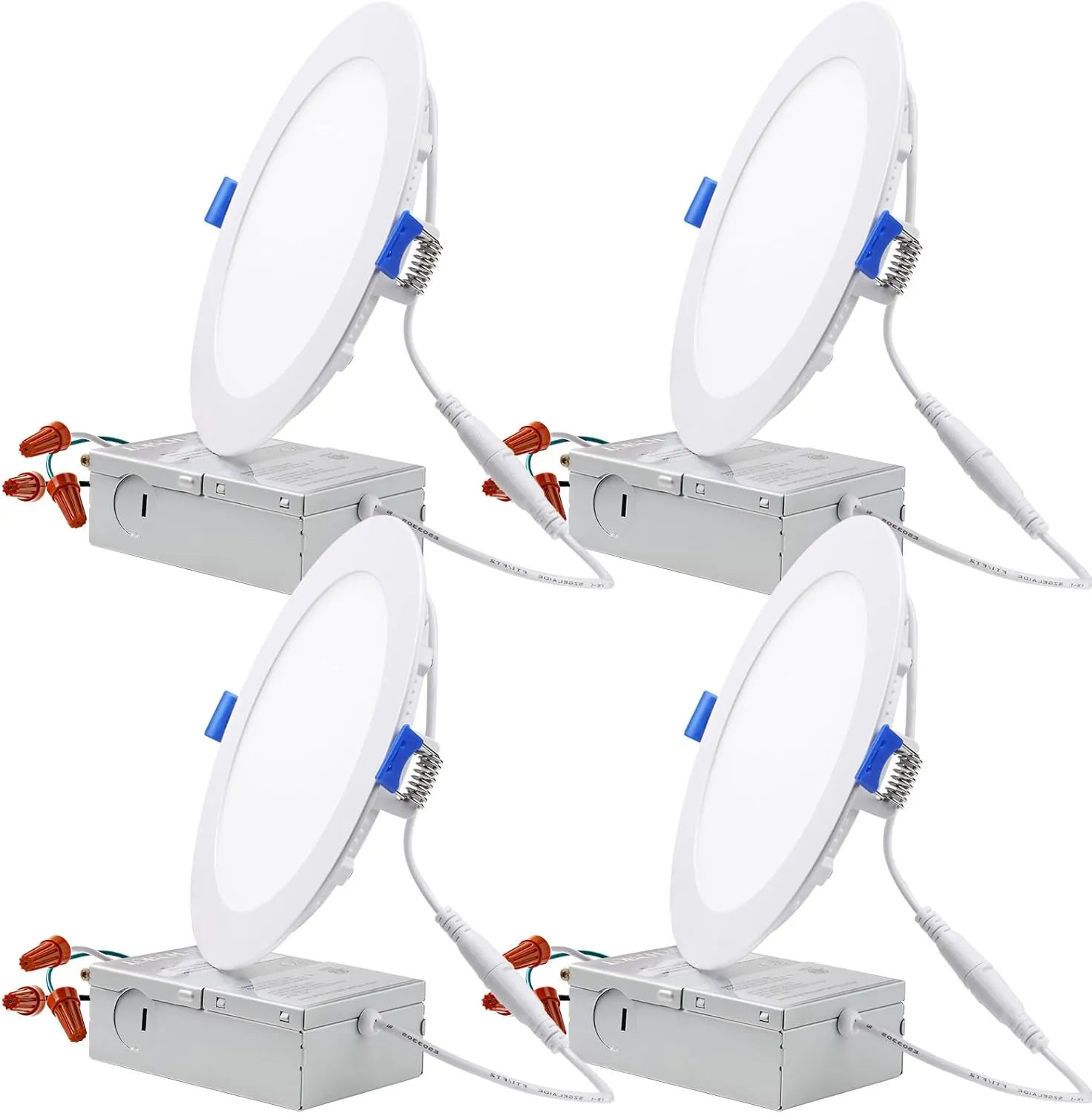TORCHSTAR Essential Series 6 Inch Ultra-Thin LED Recessed Lighting with J-Box, 1000lm Dimmable Slim Panel Downlight, ETL & Energy Star Listed, 3000K Warm White, Pack of 4