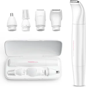 TOUCHBeauty 4 in 1 Electric Lady Shaver, Bikini Trimmer for Women, IPX6 Facial & Eyebrow Hair Trimmer with Case, Painless Body Shaver, Nose Hair Trimmer, Electric Shaver for Women