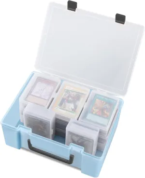 Trading Card Storage Box: Card Case Holder Organizer Compatible With 800  PKM, MTG, Yugioh, TCG Cards with 11 Individual Starter Deck Box Each Holds 70 Cards (Columbia Blue)