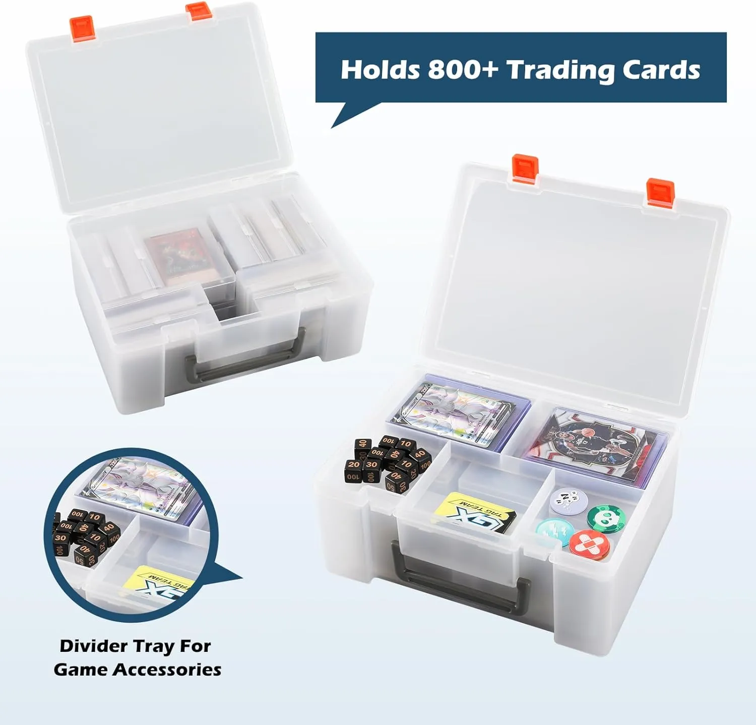 Trading Card Storage Box: Card Case Holder Organizer Compatible With 800  Pokmeon, MTG, Yugioh, TCG Cards with 11 Individual Starter Deck Box Each Holds 70 Cards (Dark Grey)