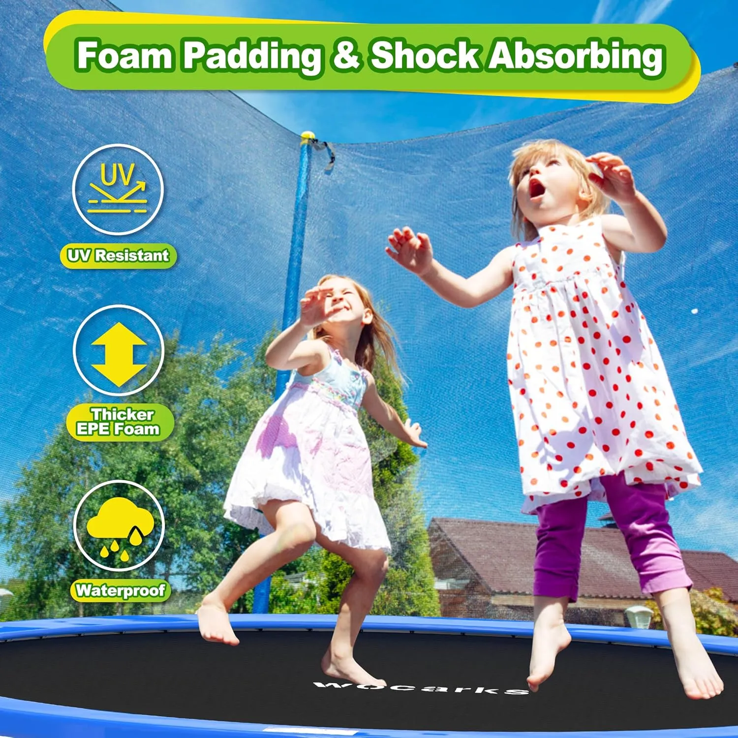 Trampoline Pad, 10ft 12ft 14ft Trampoline Replacement Safety Pad, Waterproof and Tear-Resistant Safety Spring Cover Round Frame Pad