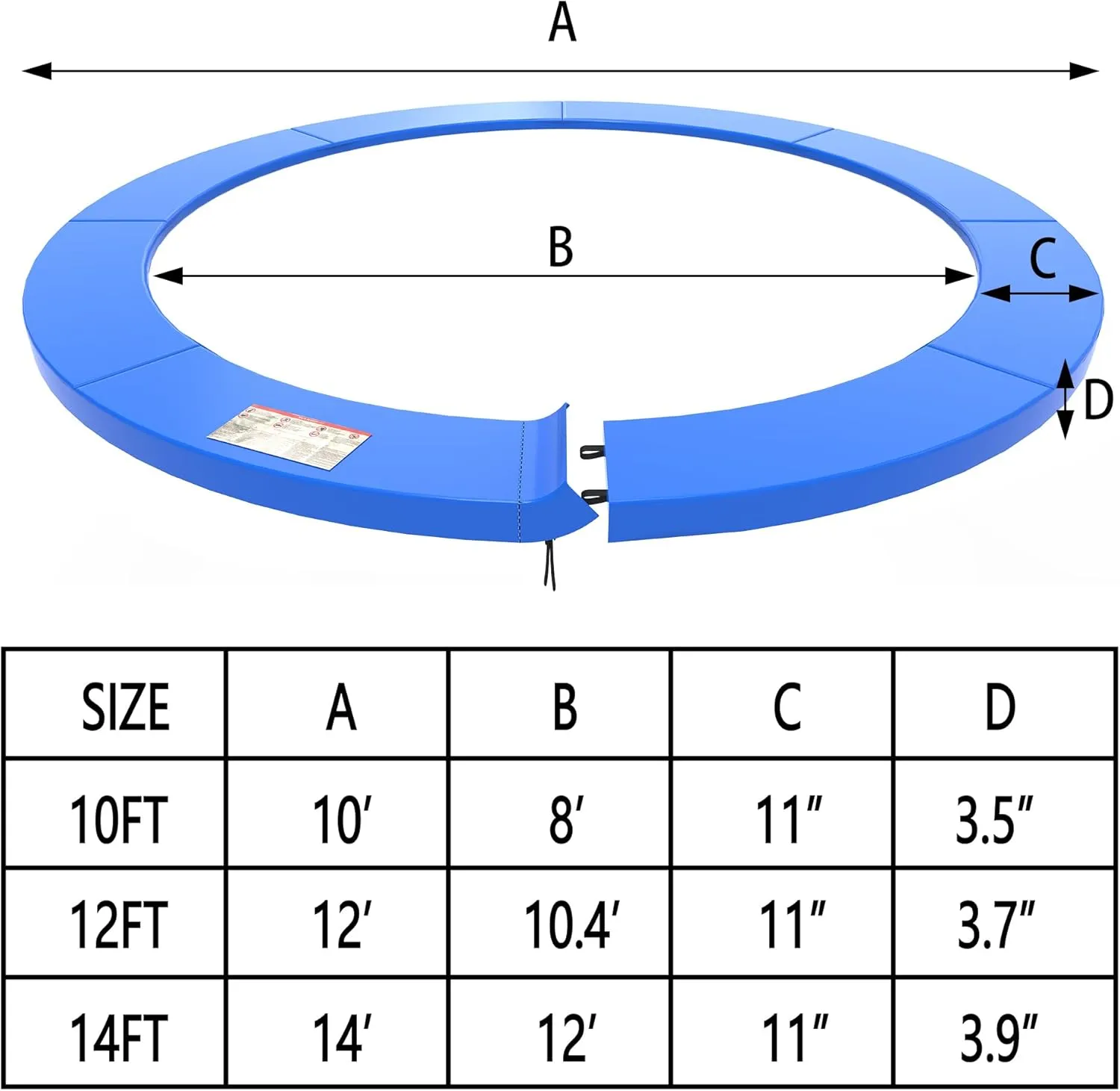 Trampoline Pad, 10ft 12ft 14ft Trampoline Replacement Safety Pad, Waterproof and Tear-Resistant Safety Spring Cover Round Frame Pad