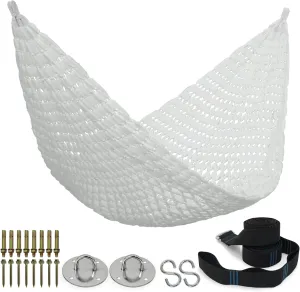 Tranquillo Hammock 550 lbs Capacity Double Hammocks, Camping Hammock with Hammock Straps, Hammocks for Outside Hiking Camping Essentials, Indoor - Garden, Portable Tree Straps, White