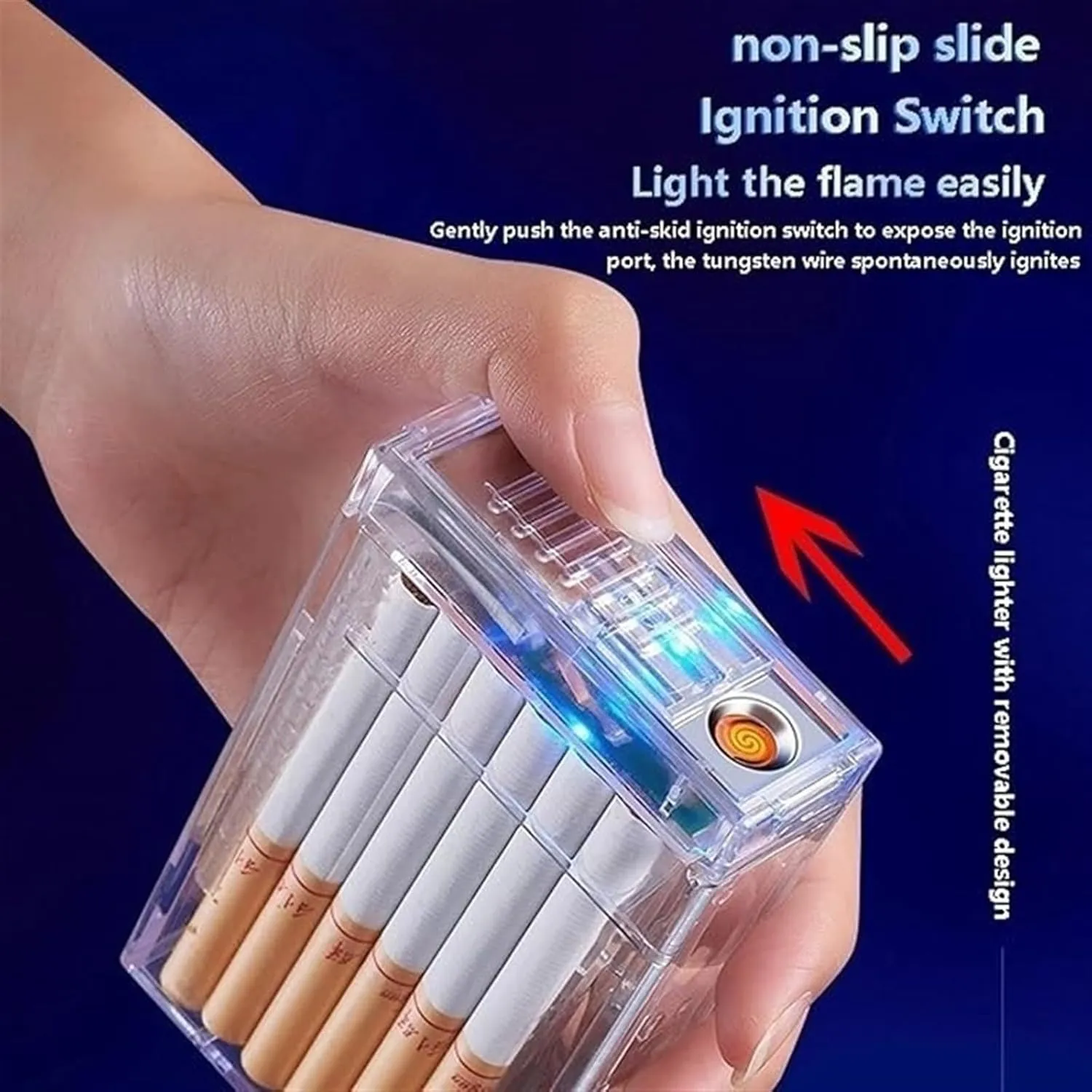 Transparent Shell Lighter, 2 in 1 Built-in Flame Lighter with LED Light, Large Capacity, Stylish Waterproof Design, Best Gift for Men and Women(C)