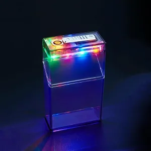Transparent Shell Lighter, 2 in 1 Built-in Flame Lighter with LED Light, Large Capacity, Stylish Waterproof Design, Best Gift for Men and Women(C)