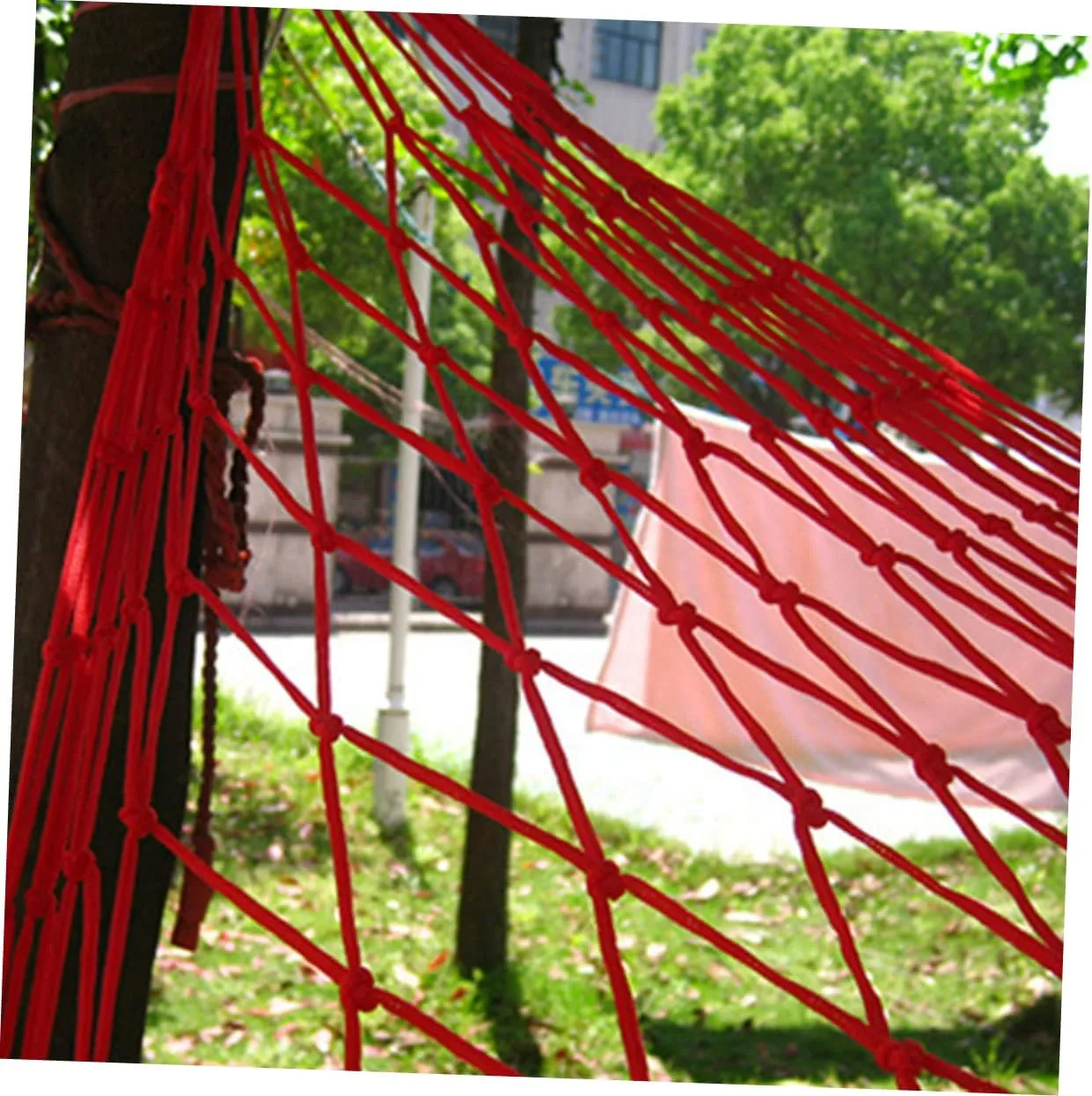 Travel Hammock Sleeping Swing Hammock Patio Hammock Backyard Hammock Portable Hammock Garden Hammock Swing Patio Hanging Chair Mesh Rope Hammocks Big Hammock Outdoor (Red 240 * 80 * 05cm)