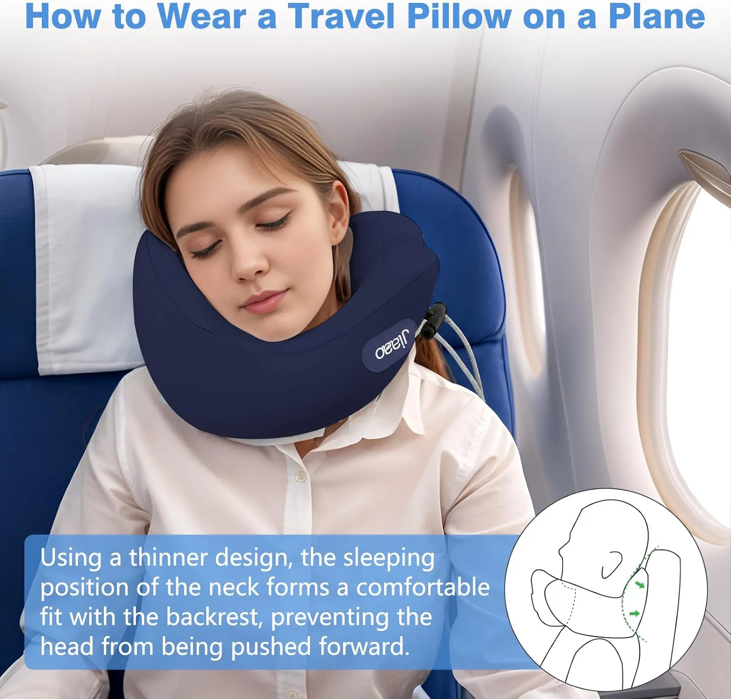 Travel Neck Pillow Memory Foam- 2025 Upgraded Airplane Pillow, 3D Eye Masks, Earplugs and Storage Bag, U Shaped Napping Pillow for Travel, Home, Office, and Gaming