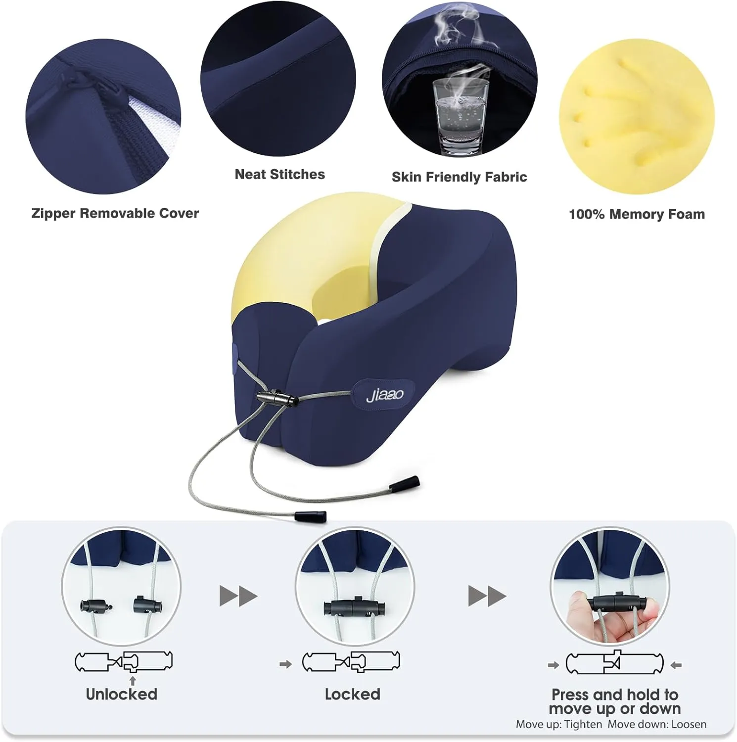 Travel Neck Pillow Memory Foam- 2025 Upgraded Airplane Pillow, 3D Eye Masks, Earplugs and Storage Bag, U Shaped Napping Pillow for Travel, Home, Office, and Gaming