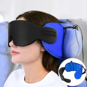 Travel Pillows for Airplanes, Airplane Pillow for Sleeping with 3D Eye Mask, 360° Headrest for Long Flight, Road Trip, Stop Bobblehead Relieve Neck Pain, FSA HSA Eligible Approved, Blue