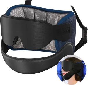 Travel Pillows for Airplanes with Sleep Eye Mask, Chin Strap, Airplane Pillow for Long Flights, Car Road Trip, 360° Headrest, Stop Bobblehead, FSA HSA Eligible, Mottled Grey