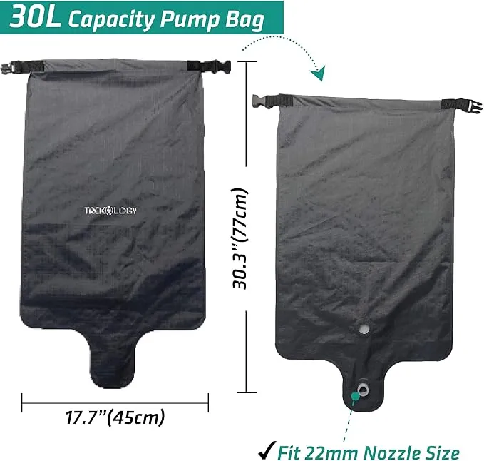 TREKOLOGY 30L Pump Sack Roll Top Compression Pump Bag for UL80v2 Sleeping Mats, Pump Sack for Camping Mats, Sleeping Pad, Sleeping Mattress, Inflatable Sleeping Mats