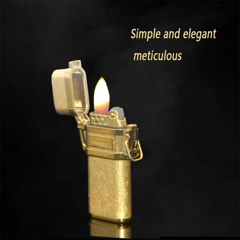Trench Lighter, Waterproof Kerosene Lighter, Classic Grinding Wheel Ignition Retro Lighter, Suitable for Cigarettes, Candles, Camping, Barbecue, Outdoor Survival, Etc.(Brass)
