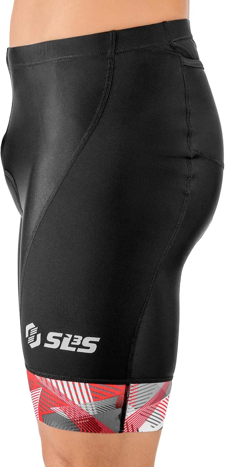 Triathlon Shorts - Men's Padded Tri Shorts with 2 Pockets, Medium Compression