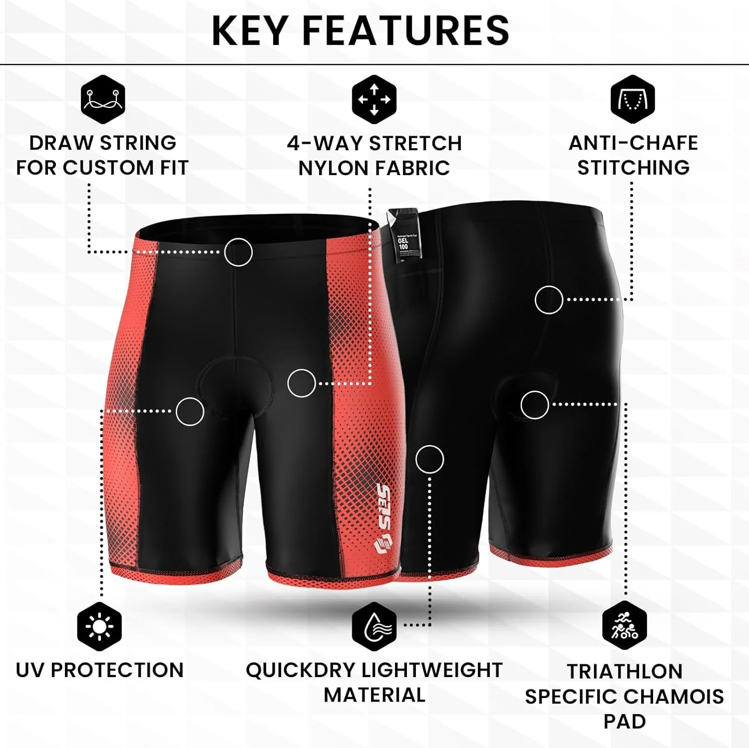 Triathlon Shorts Mens – Tri Shorts Mens – 2 Pockets FRT – Designed by Athletes for Racing
