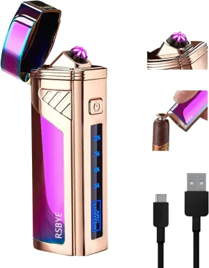 Triple-Arc Electric Lighter - Windproof, Flameless Plasma Lighter - Rechargeable USB - 2-in-1 Opener with Digital Battery Indicator