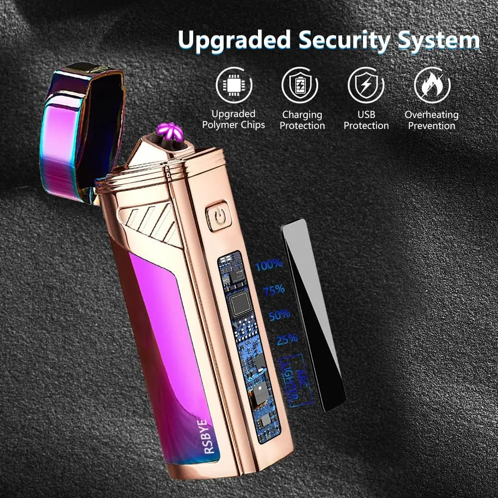 Triple-Arc Electric Lighter - Windproof, Flameless Plasma Lighter - Rechargeable USB - 2-in-1 Opener with Digital Battery Indicator