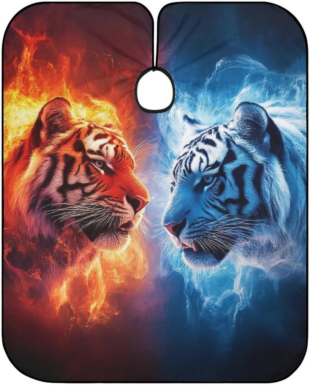 Trippy Red Blue Neon Cloud Fire Tiger Art Barber Cape Hair Cutting Cloak - Adjustable Salon Cape Apron for Barber Salon, Barber Aceessories