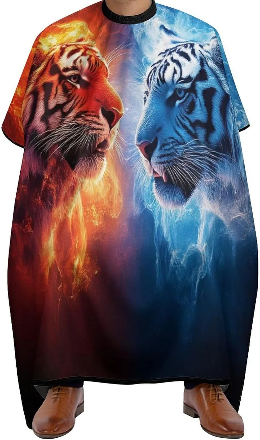 Trippy Red Blue Neon Cloud Fire Tiger Art Barber Cape Hair Cutting Cloak - Adjustable Salon Cape Apron for Barber Salon, Barber Aceessories