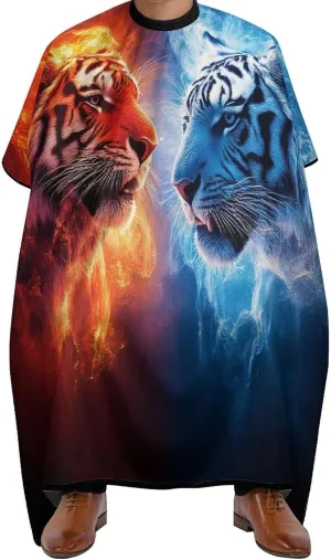 Trippy Red Blue Neon Cloud Fire Tiger Art Barber Cape Hair Cutting Cloak - Adjustable Salon Cape Apron for Barber Salon, Barber Aceessories