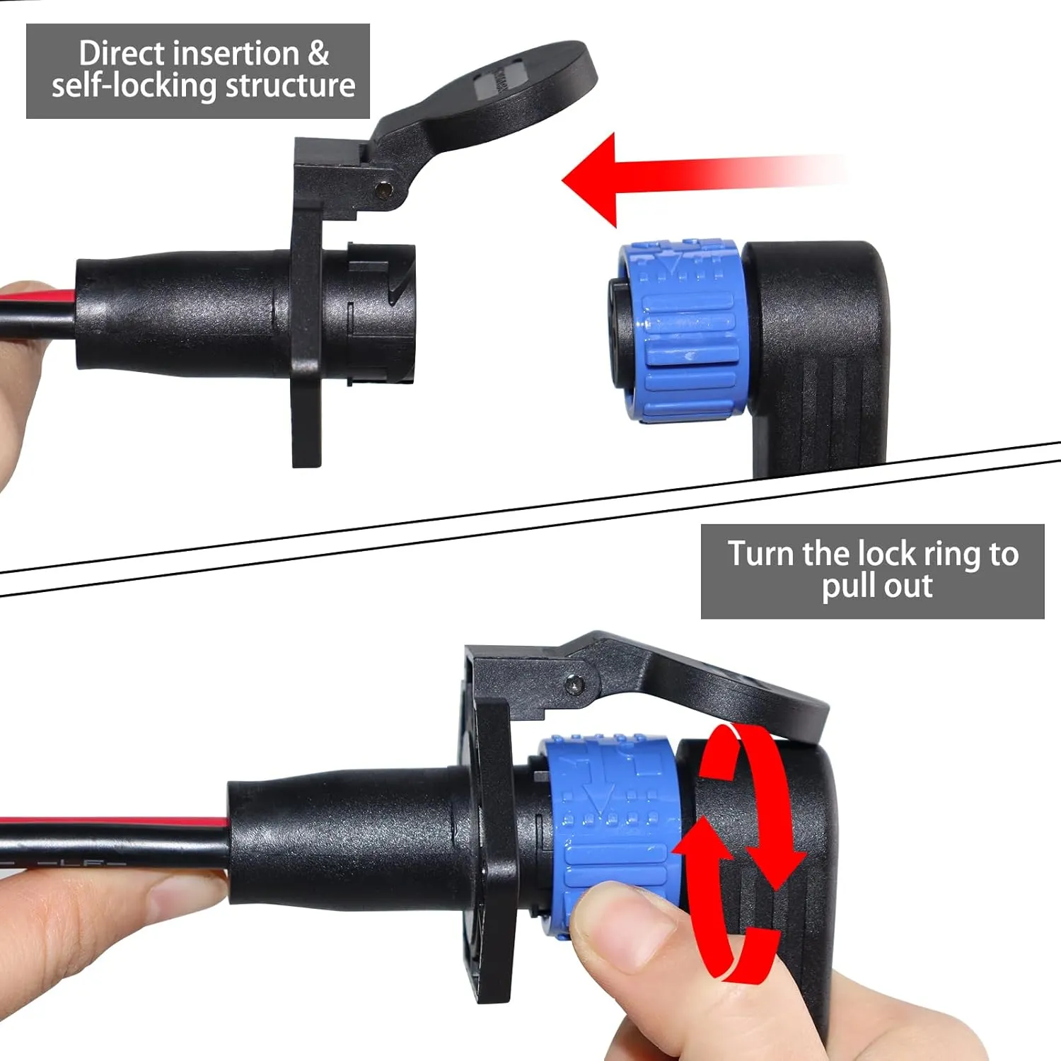 Trolling Motor Plugs for Minn Kota 12V/24V/36V/48V 2-Wire 8 Gauge 50A Trolling Motor Plug Receptacle Set for Marine Boat Down Rigger Fishing Reel,Male & Female Watertight Quick Connect