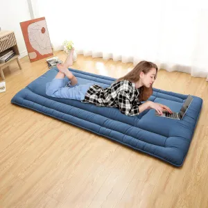 Twin Size Futon Mattress, Japanese Floor Sleeping Mat Rollable Tatami Mattress for Dorm, Portable & Foldable Floor Mattress Sleeping Mattress Pad for RV Travel Camping, Navy Blue