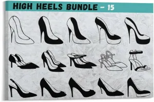 Types of Women S High Heels Poster High Guide Poster (7) Canvas Painting for Living Room Bedroom Decor 36x24inch(90x60cm) Frame-style
