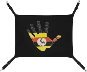 Uganda Flag Palm Hanging Cat Bed Soft Breathable Pet Hammock for Cage Pet Sleeper for Kitten Ferret Puppy Rabbit