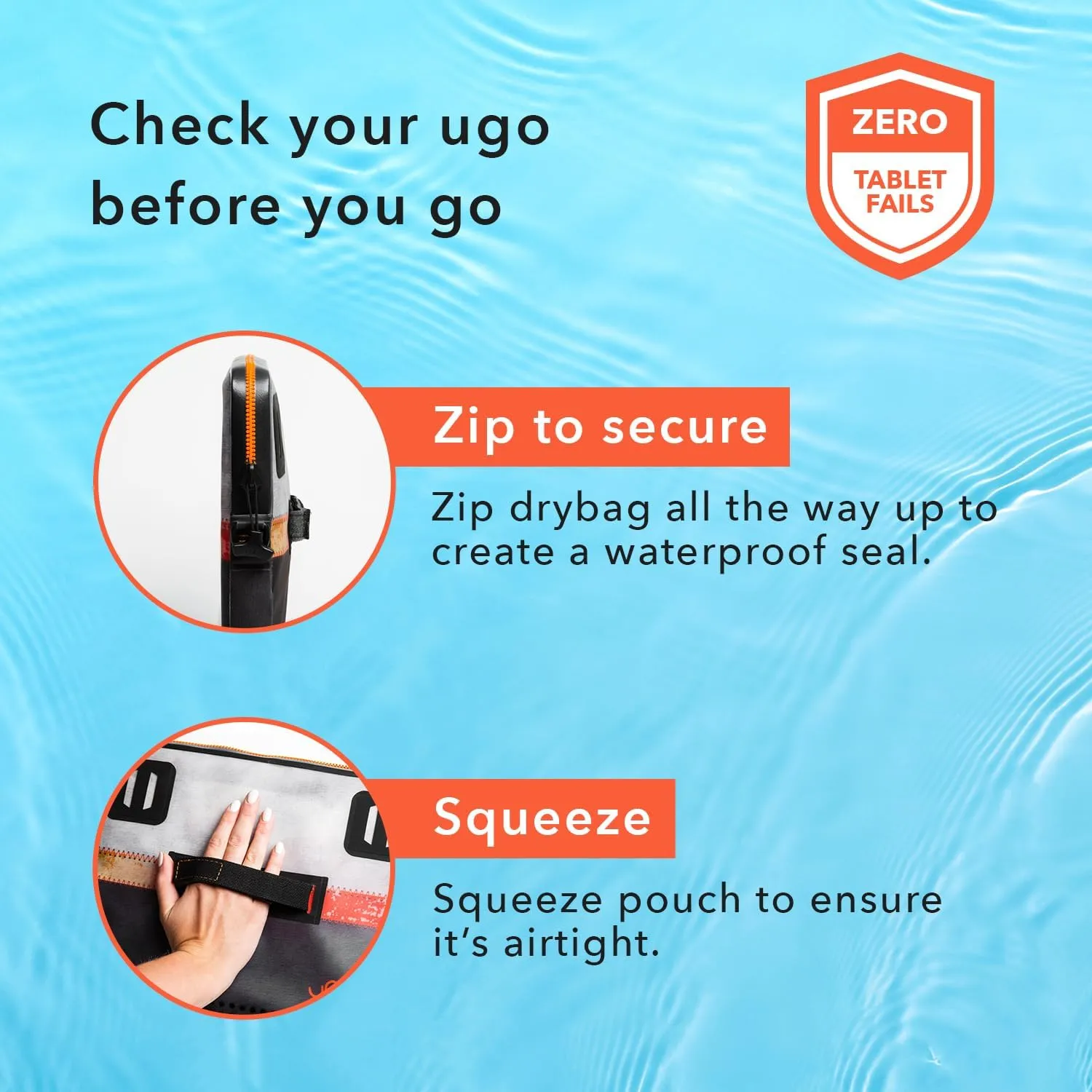 ugo wear Waterproof Tablet Case - Floating Dry Bag and Clear Protection Pouch - Touchscreen Compatible - Tablet XL - Blue Geo - Fits Tablets Up to 13 Inches