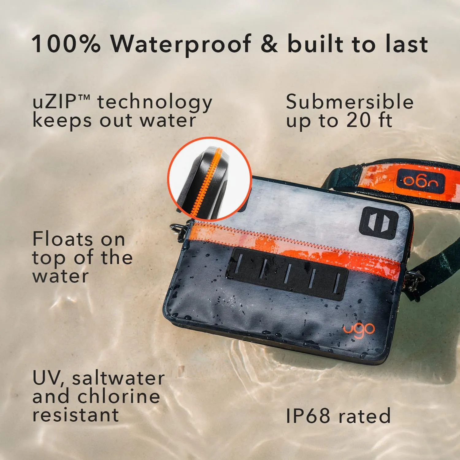 ugo wear Waterproof Tablet Case - Floating Dry Bag and Clear Protection Pouch - Touchscreen Compatible - Tablet XL - Blue Geo - Fits Tablets Up to 13 Inches