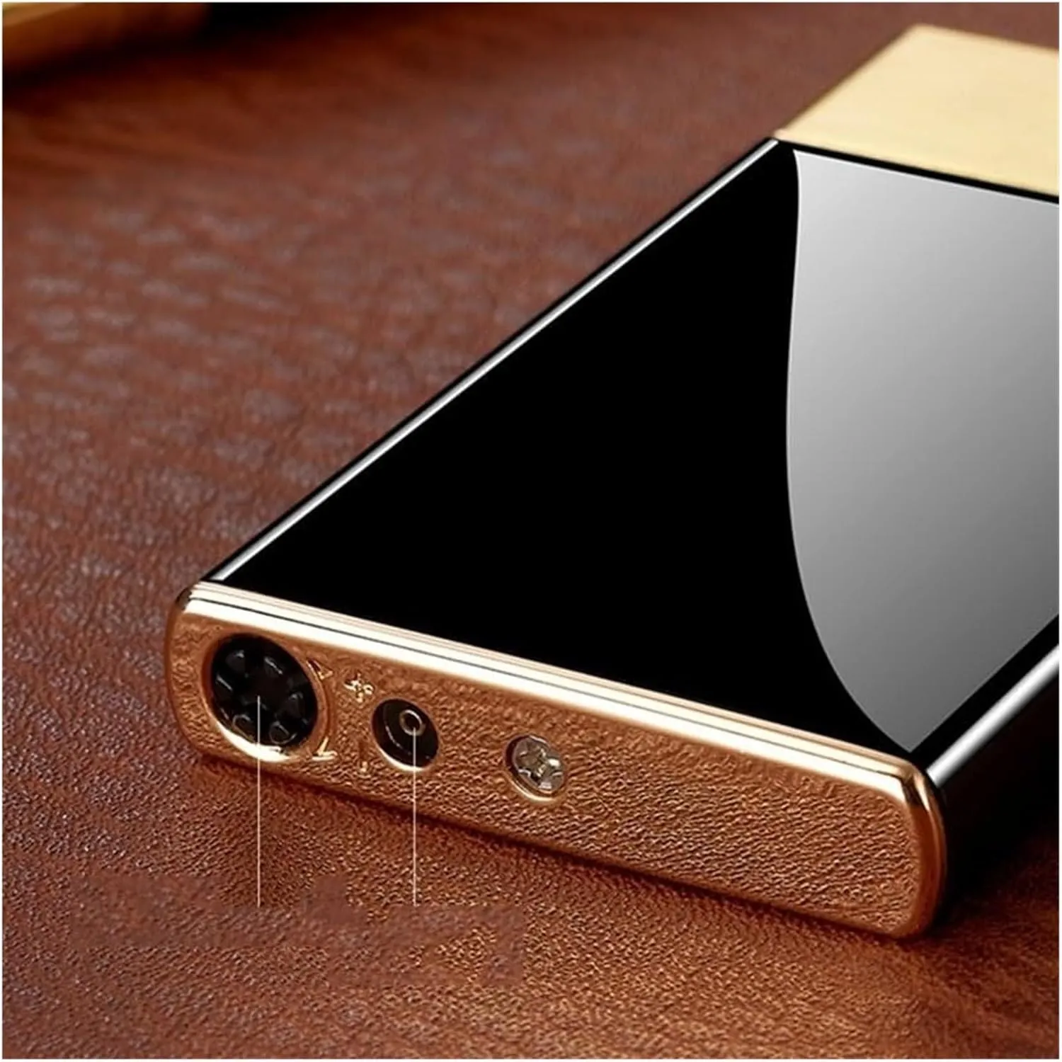 Ultra Slim Windproof Mini Lighter, Portable Metal Refillable Butane Blue Torch Lighter, Adjustable Jet Flame Cigar Lighter, Gift for Men and Women (Butane Not Included)(Gold)