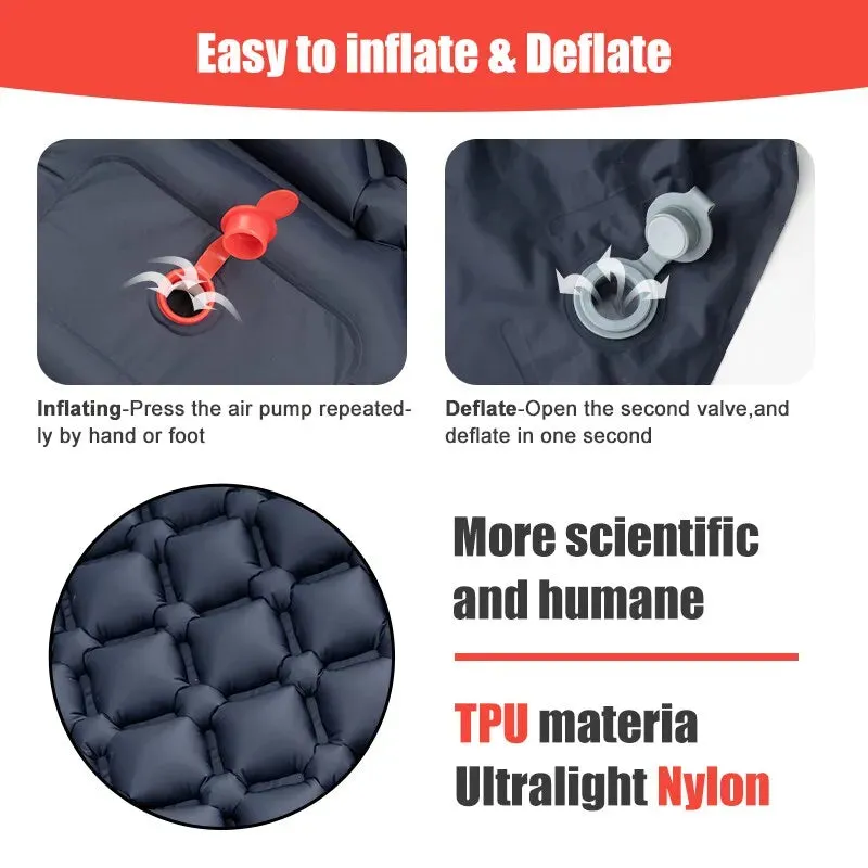 Ultralight Camping Air Mattress with Built-In Pump and Pillow
