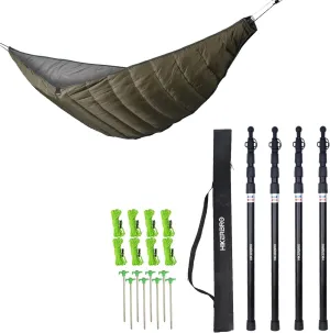 Ultralight Hammock Underquilt for Hammock Camping, Backpacking & 4 Telescoping Tarp Poles, Heavy Duty 7.67ft Aluminum Tent Poles for Tarp with Rubber Cap