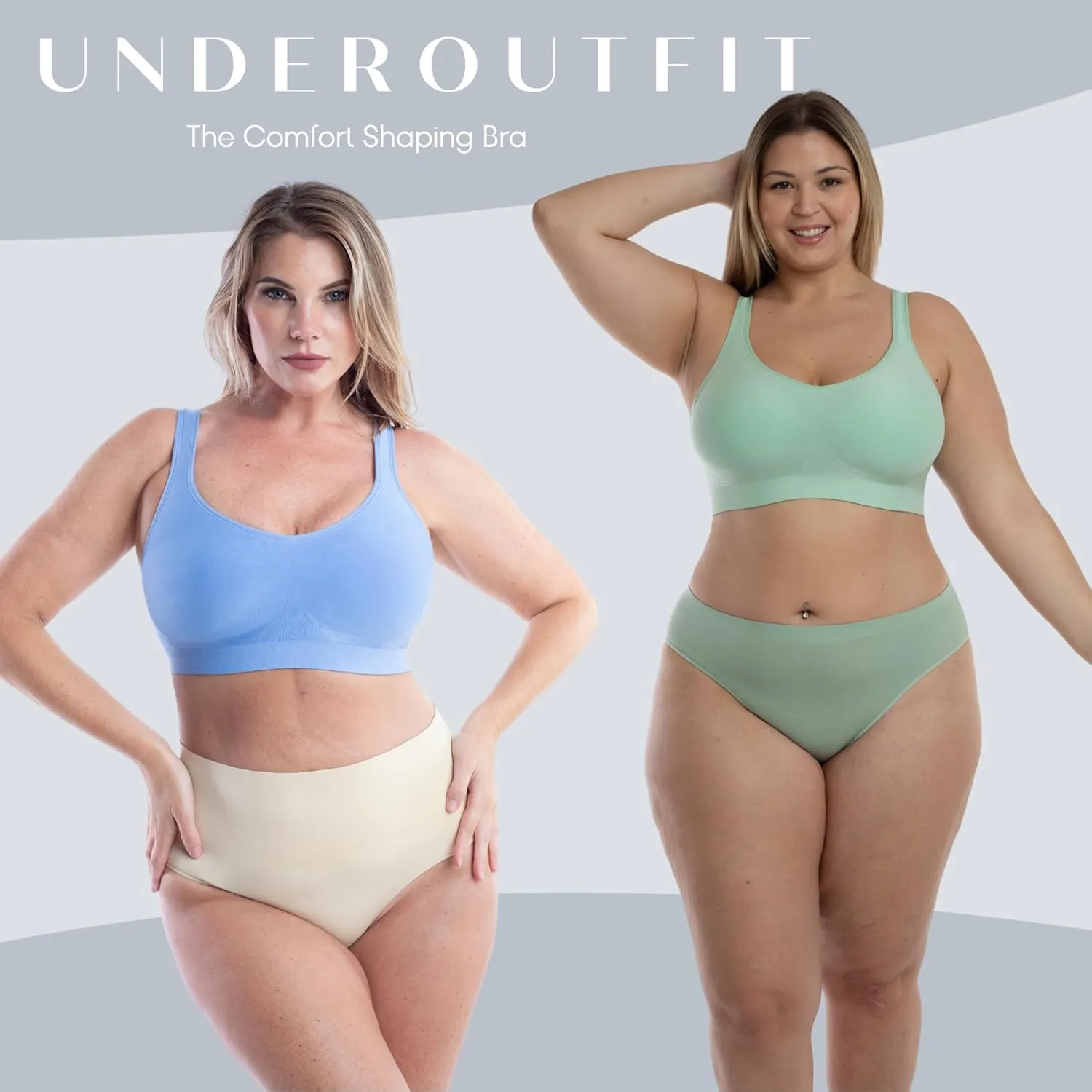 Underoutfit Wireless Compression Everyday Bras for Women - Small to Plus Sizes