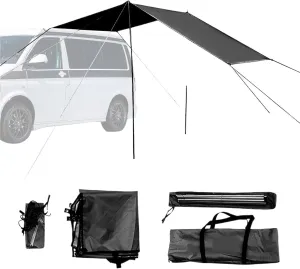 Universal Awning Sun Canopys Sunshadse Waterproof for Motorhome Van Campervans Adjustable Awning Black Shelter Sunshades