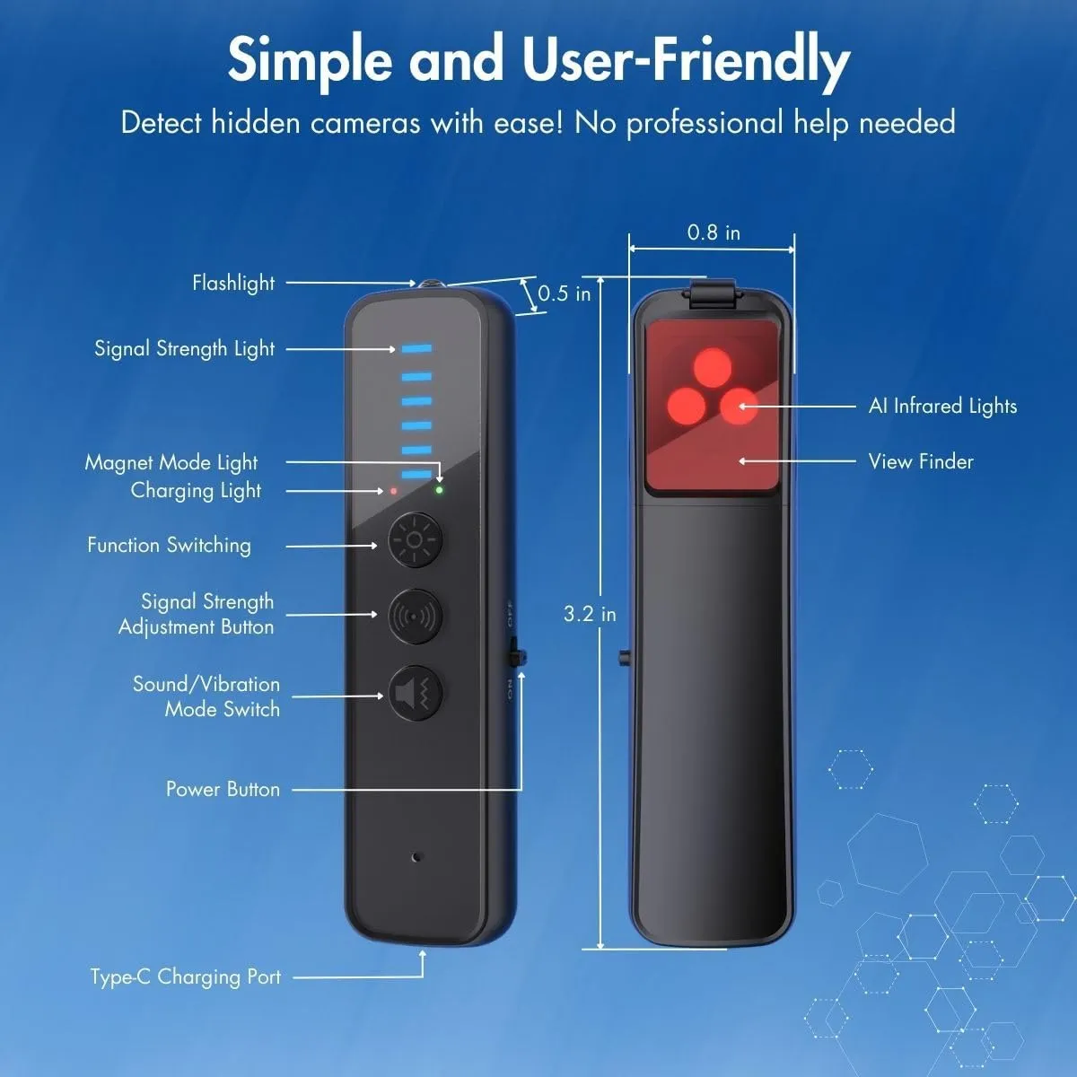 Upgraded Hidden Camera Detector - 8th Gen Anti-Spy RF Signal Detector, GPS Tracker & Bug Detector, Portable Wireless Signal Finder for Hotel, Travel, Home, Office Security