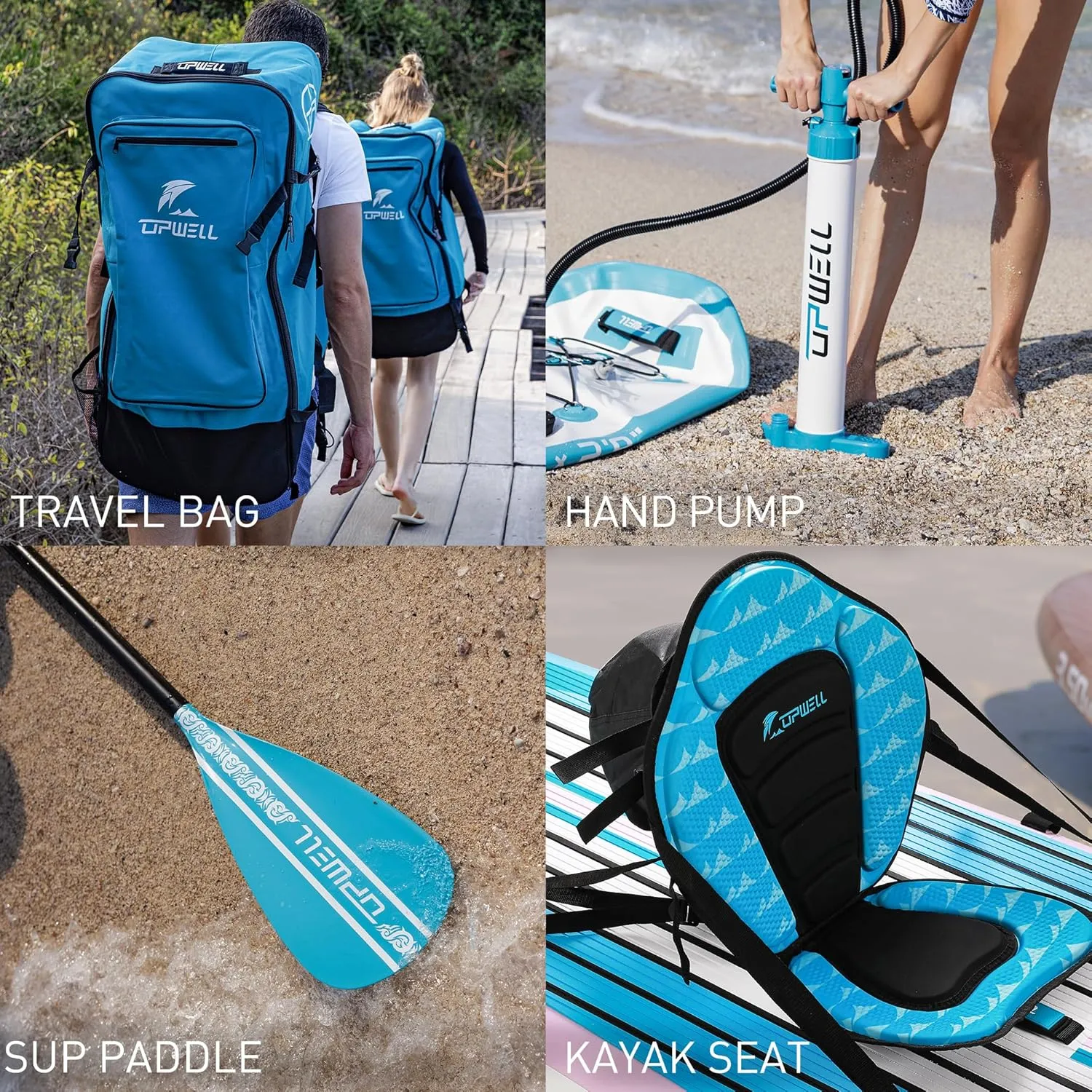 UPWELL 11'2"/11'6" Inflatable Paddle Board, Stand Up Paddle Board for Youth & Adults, Stable Design, Premium SUP Accessories, Backpack, 10L Dry Bag, Paddle, Leash, Hand Pump, Fins