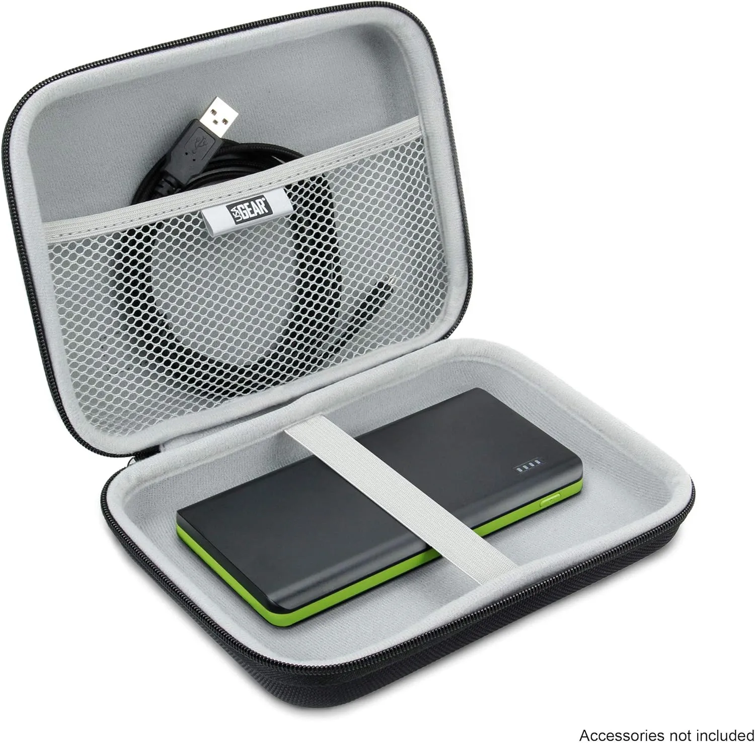 USA Gear Hard Shell Electronics Organizer 7.5 Inch Travel Case - Cable Organizer with Scratch Resistant Interior, Compatible with Garmin GPS, Portable Hard Drive, Phone Charger & More - Black