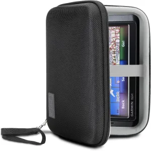 USA Gear Hard Shell Electronics Organizer 7.5 Inch Travel Case - Cable Organizer with Scratch Resistant Interior, Compatible with Garmin GPS, Portable Hard Drive, Phone Charger & More - Black