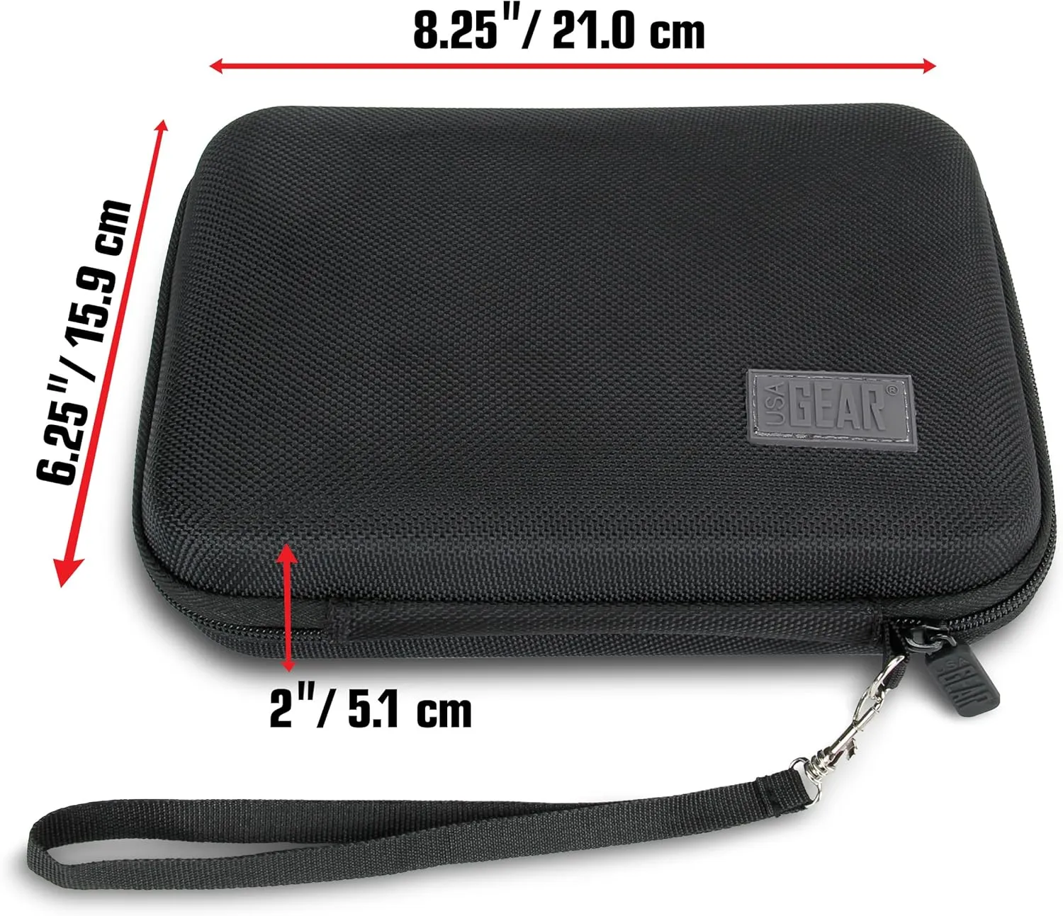 USA Gear Hard Shell Electronics Organizer 7.5 Inch Travel Case - Cable Organizer with Scratch Resistant Interior, Compatible with Garmin GPS, Portable Hard Drive, Phone Charger & More - Black