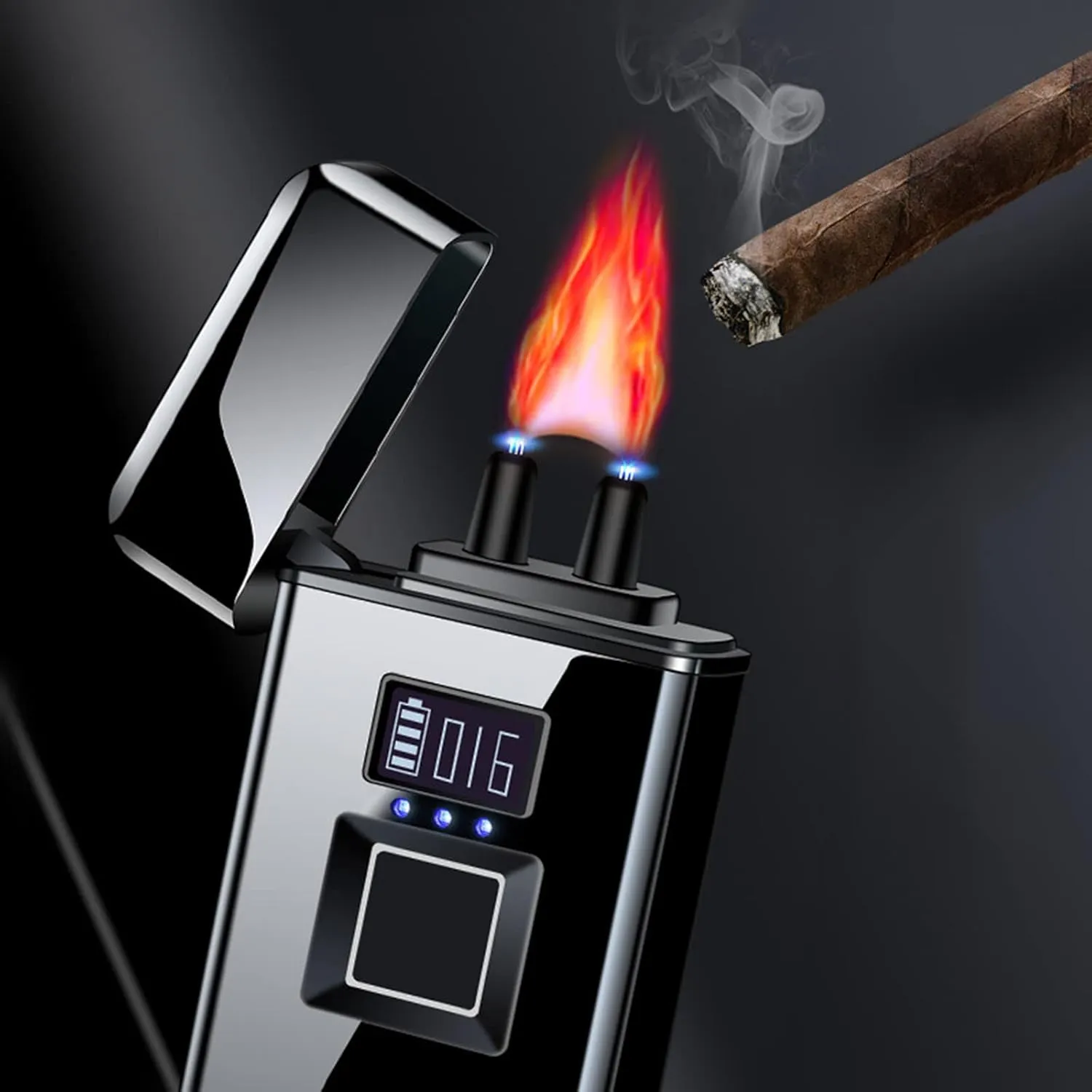 USB Arc Candle Lighter for Smokers, Rechargeable Electric Cigar Lighters with Fingerprint Recognition, Portable Cigarette Lighter for Camping Grill