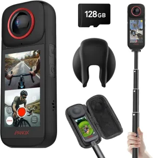 V3 8k Waterproof 360 WiFi & GPS Action Camera Split-Screen Shooting ＆ in-Camera Editing,3.0-inch Display,Stabilization,Invisible Selfie Stick,Lens Guards,Micro SD Card for Sports,Travel,Vlog