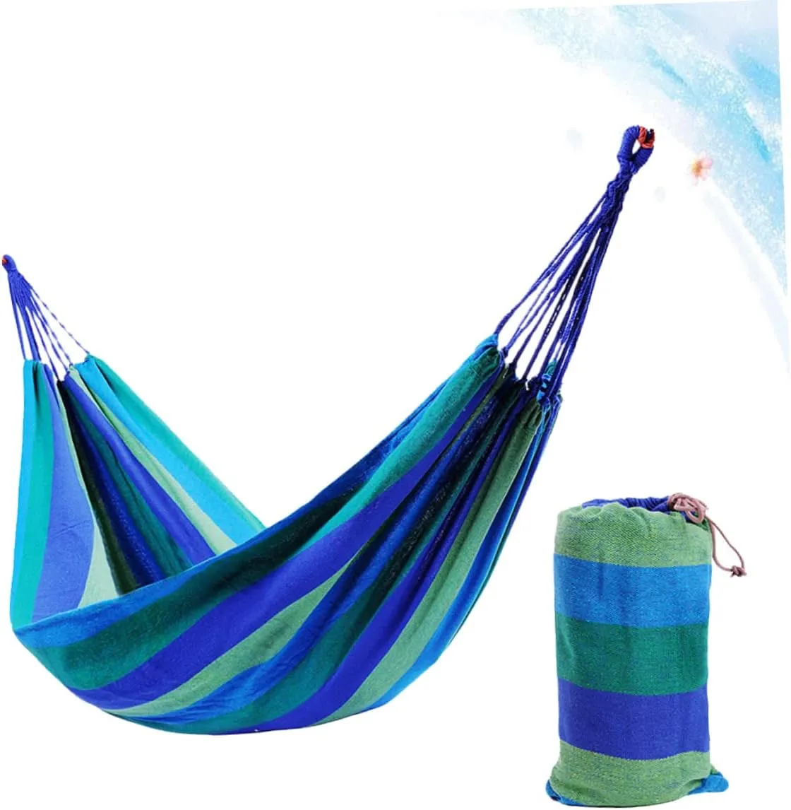 VANZACK 2 Person Hammock Swing Double Camping Canvas Portable Outdoor Travel Rainbow Striped