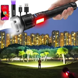 VASTFIRE Rechargeable Flashlights High Lumens 2024 Brightest Flashlight Spotlight Light Lanterns for Emergencies   Mini 365nm UV Flashlight for Resin Flash Light High Powered for Home Car Camping