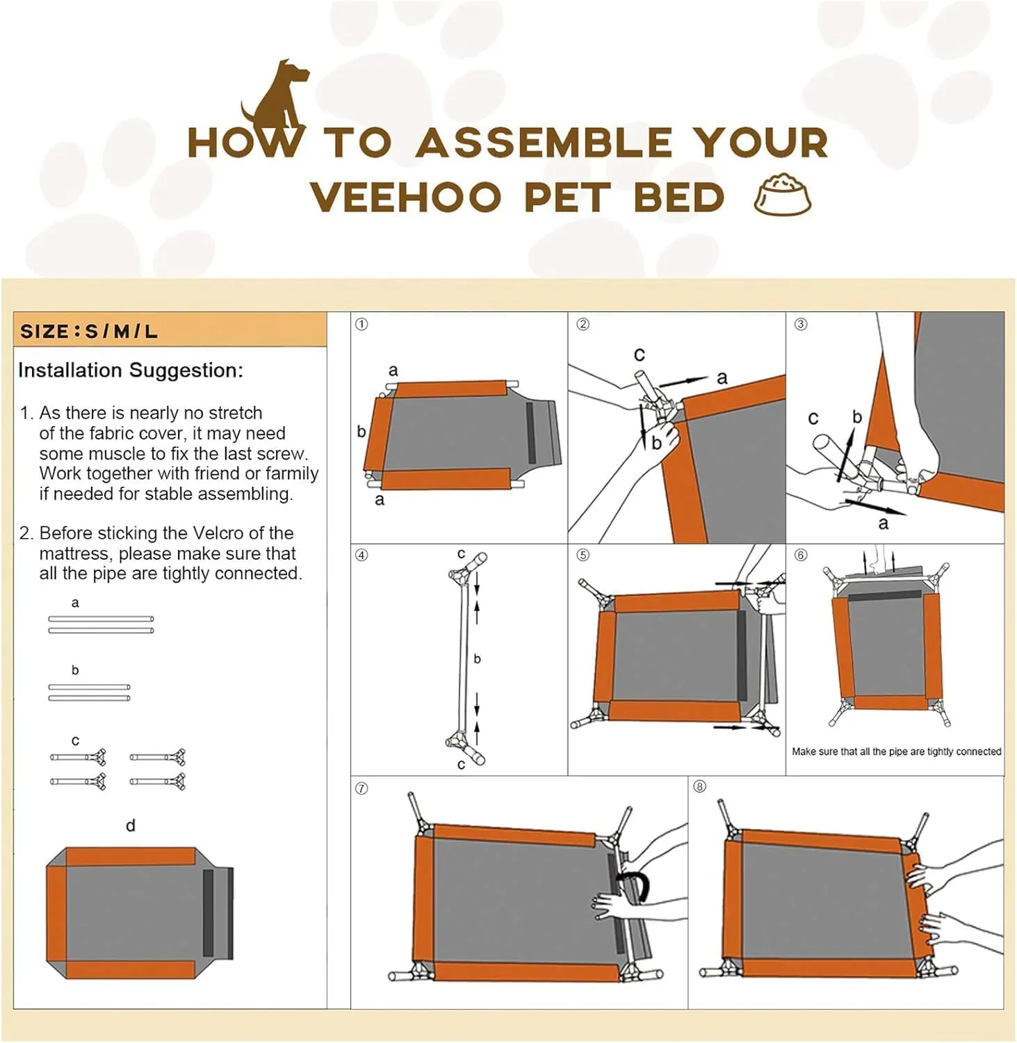 Veehoo Outdoor Elevated Dog Cot Bed, Cooling Raised Pet Bed for Medium Dogs, Washable Breathable Mesh Hammock Bed with No-Slip Feet, Indestructible Ground Off Training Platform Cot-32"x25" Blue