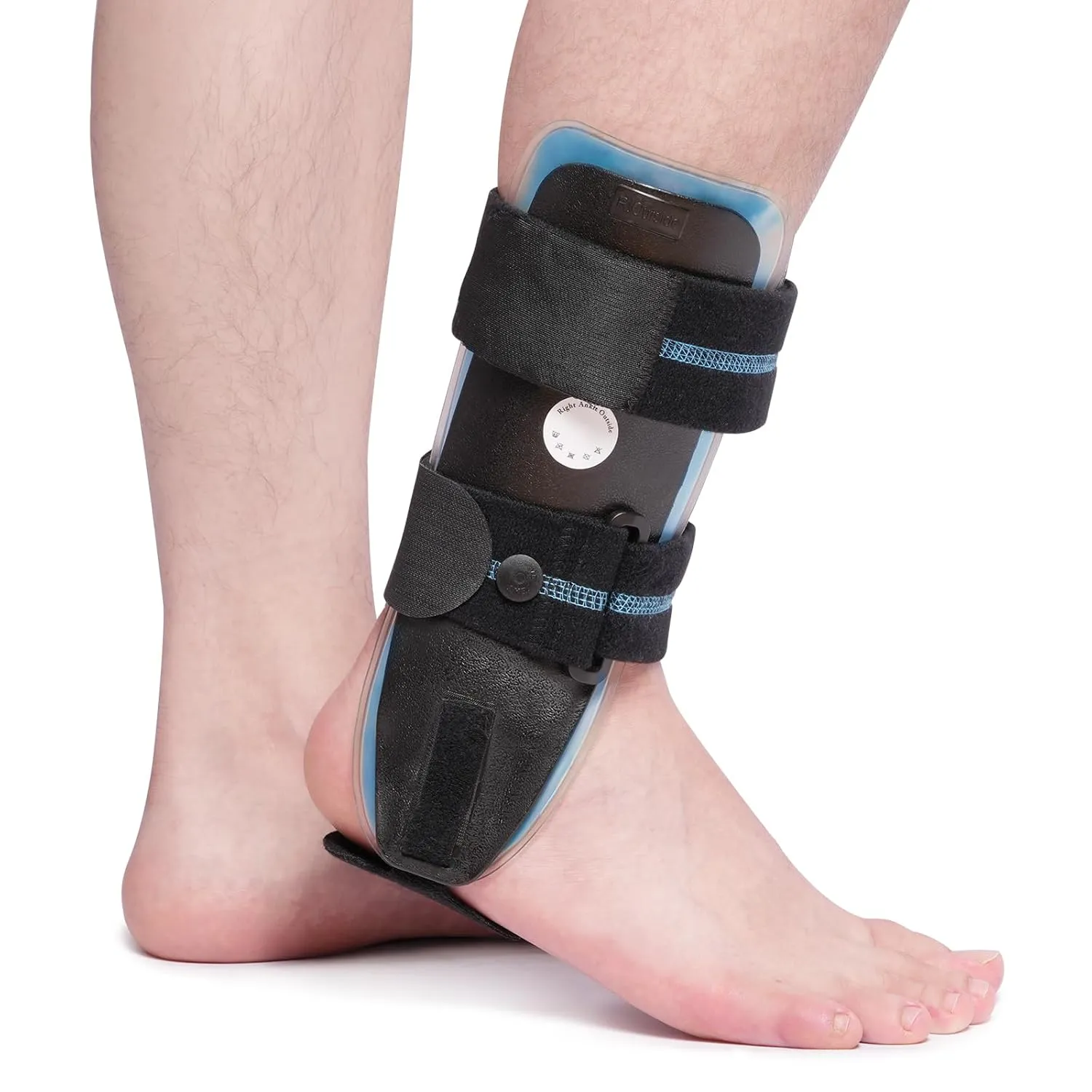 Velpeau Air Gel Foam Ankle Stabilizer Support Brace for Sprained Ankle, Ligament Injury, Tendonitis, Adjustable Rigid Stirrup Ankle Splint for Women and Men (Gel Version, Large, Right Foot)