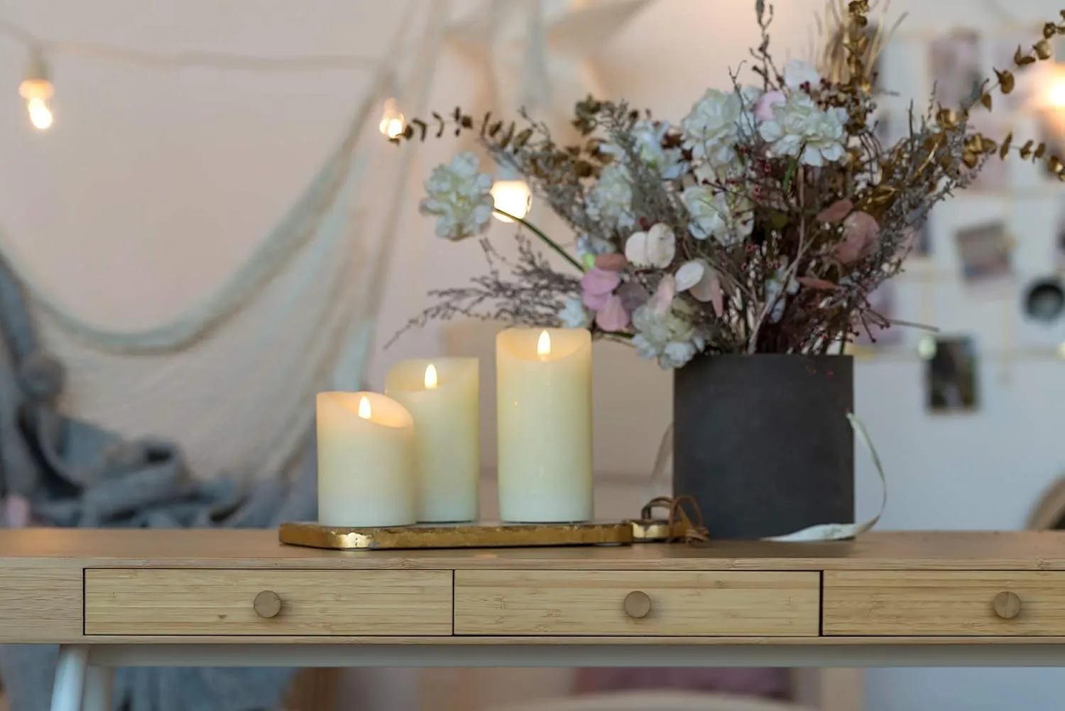 VENTA Flameless Candles Battery Operated Flickering Flameless Candles with Remote Moving Flame, Real Wax, Melted Edge. Timer and Dimmer Features, Set - 3 Pcs. (4", 5", 6") (Ivory)