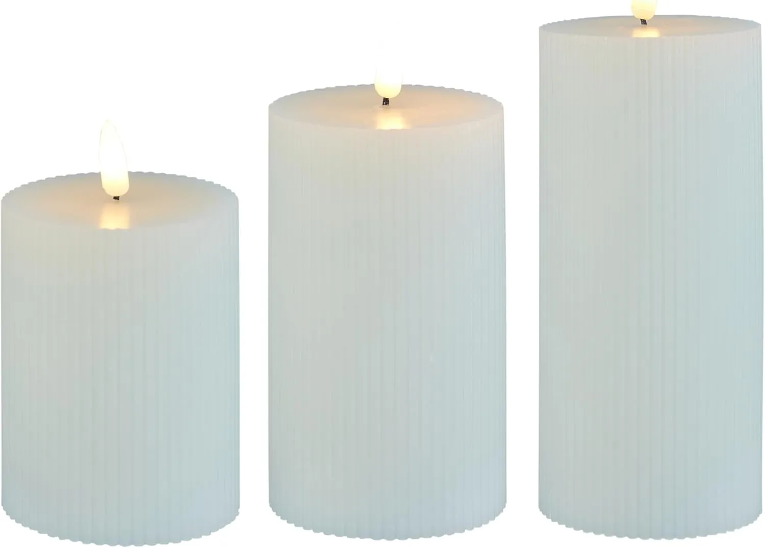 VENTA Flickering Flameless Candles with Remote Control - Led Candles Battery Operated - Battery Operated Candle for Decoration Table, Timer & Dimmer Features, Set - 3Pcs (4",5",6") (White)