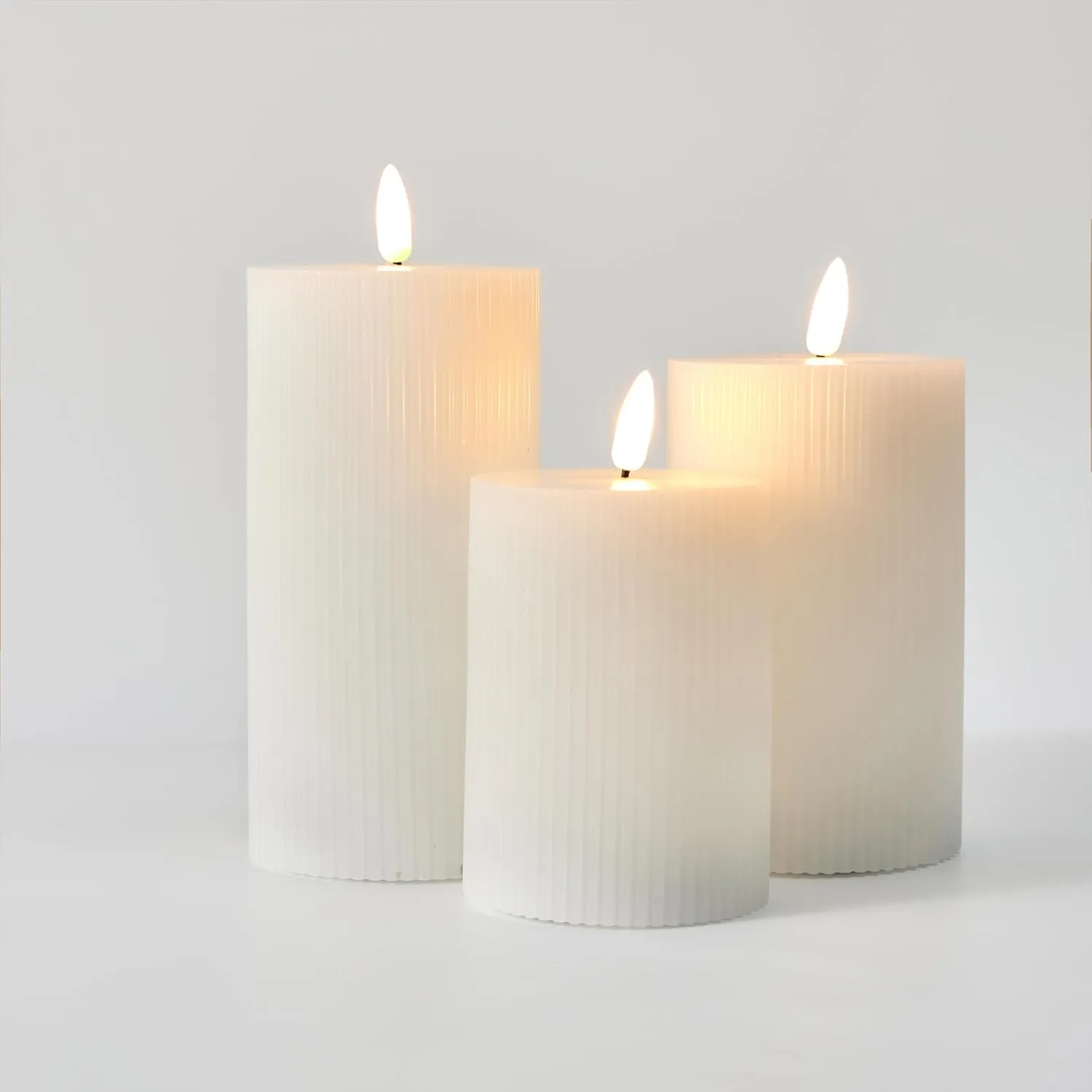 VENTA Flickering Flameless Candles with Remote Control - Led Candles Battery Operated - Battery Operated Candle for Decoration Table, Timer & Dimmer Features, Set - 3Pcs (4",5",6") (White)