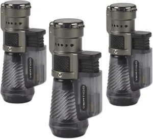 Vertigo by Lotus Cyclone Triple Torch Cigar Lighter Charcoal 3 Pack (Does Not Include Butane)